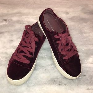 ZARA Burgundy Velvet Sneaker Shoes sz 40 10